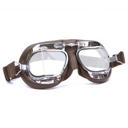 Halcyon Mark 49 Brown Leather Motorcycle and Aviator Goggles