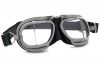Compact Motorcycle Silver Rider Goggles - Black PVC