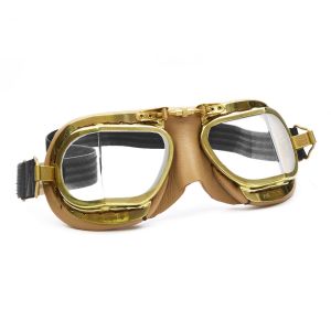 Compact Brass Goggles - Antique Tan Leather