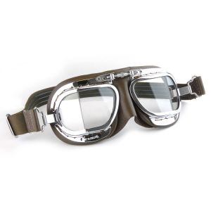 Compact Motorcycle Goggles - Brown Leather