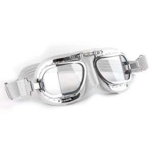 Compact Motorcycle Goggles - White Leather