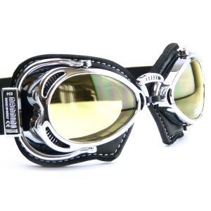 Nannini Hot Rod Motorcycle Goggles - Chrome