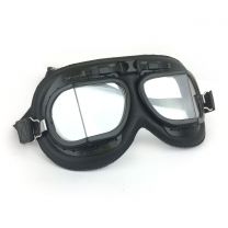 Brooklands Racing Goggles in Black Leather with Black Painted Frames