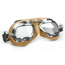 Halcyon Mark 410 Tan Leather Motorcycle and Aviator Goggles