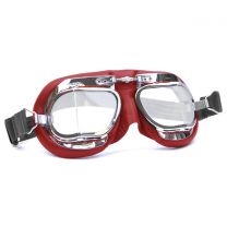 Halcyon Mark 49 Red Leather Motorcycle and Aviator Goggles