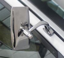 The Halcyon Universal Door Mounted Classic Car Mirror with a rectangular head