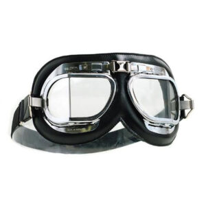 Halcyon Mark 4 Silver Cross Leather Motorcycle Goggles