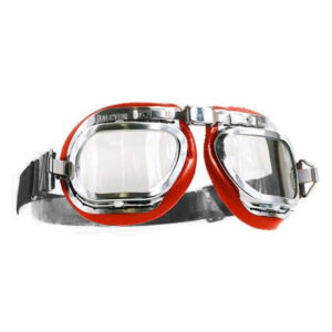 Halcyon Mark 46 Red Leather Motorcycle and Aviator Goggles