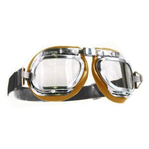 Halcyon Mark 46 Tan Leather Motorcycle and Aviator Goggles