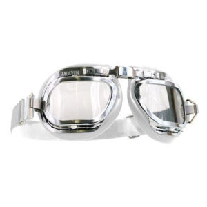 Halcyon Mark 46 White Leather Motorcycle and Aviator Goggles