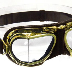 Antique Brass Goggles in brown leather with compact frames