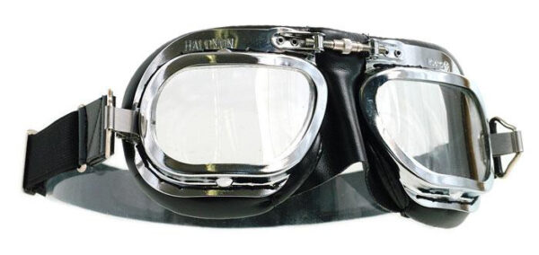 Halcyon Mark 10 Deluxe Black Motorcycle and Aviator Goggles