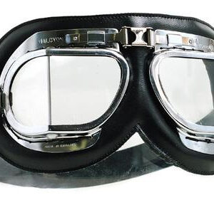 Halcyon Mark 4 Silver Cross Leather Motorcycle Goggles