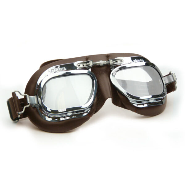 Halcyon Mark 410 Brown Leather Motorcycle and Aviator Goggles