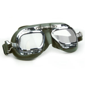 Halcyon Mark 410 Green Leather Motorcycle and Aviator Goggles