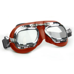 Halcyon Mark 410 Red Leather Motorcycle and Aviator Goggles