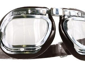 Halcyon Mark 46 Brown Leather Motorcycle and Aviator Goggles