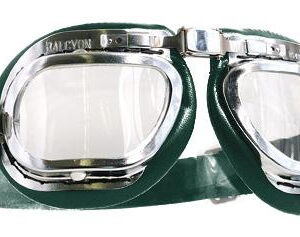 Halcyon Mark 46 Green Leather Motorcycle and Aviator Goggles