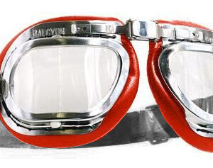 Halcyon Mark 46 Red Leather Motorcycle and Aviator Goggles