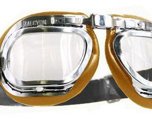 Halcyon Mark 46 Tan Leather Motorcycle and Aviator Goggles