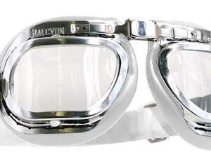 Halcyon Mark 46 White Leather Motorcycle and Aviator Goggles