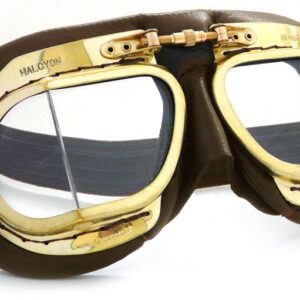 Halcyon Mark 49 Antique Brown Leather Motorcycle and Aviator Goggles