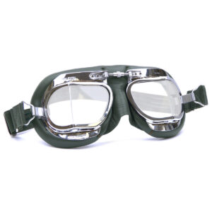 Halcyon Mark 49 Green Leather Motorcycle and Aviator Goggles