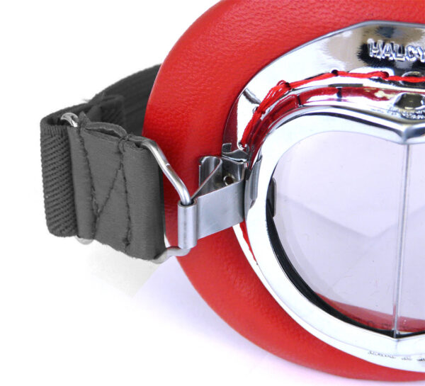 Halcyon Mark 49 Red Leather Motorcycle and Aviator Goggles Leather Tabs