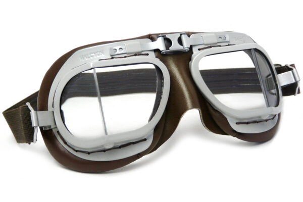 Halcyon Mark 8 Service Brown Motorcycle and Aviator Goggles