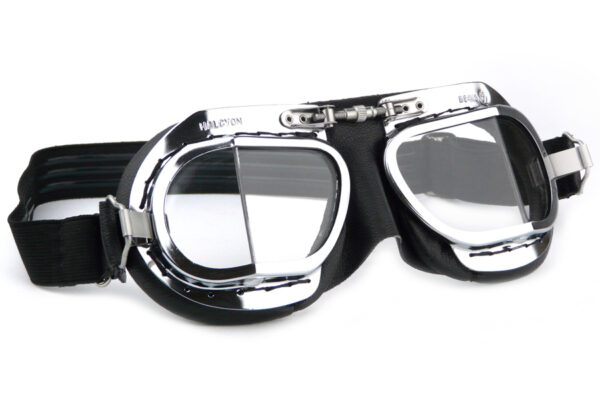 Halcyon Mark 9 Deluxe Black Motorcycle and Aviator Goggles