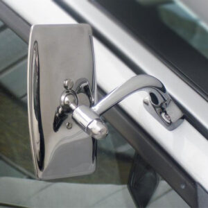 The Halcyon Universal Door Mounted Classic Car Mirror with a rectangular head