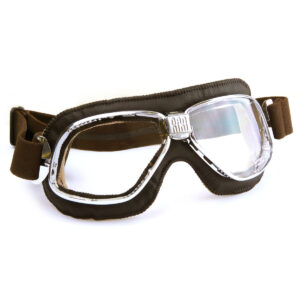 Nannini Cruiser Goggles with Soft Brown Leather and Chrome Brass Frames