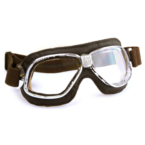 Nannini Cruiser Goggles with Soft Brown Leather and Chrome Brass Frames