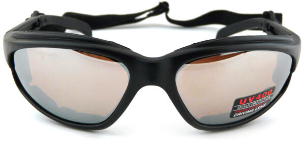 Choppers Slim-line Black Sunglasses / Goggles - Amber Lens Front View