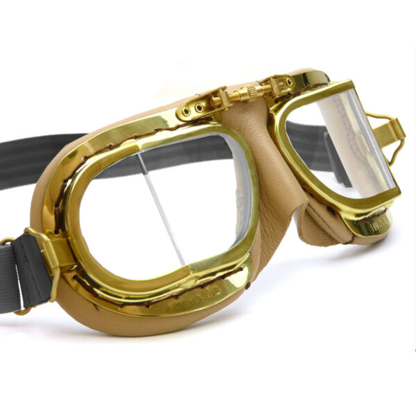 Compact Antique Brass Goggles Side View