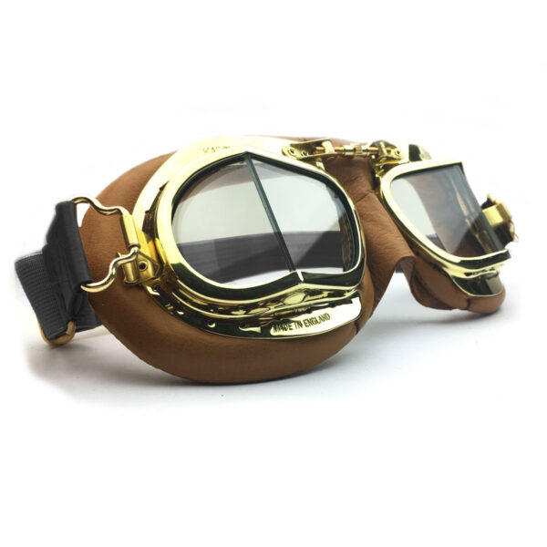 Halcyon Mark 49 Premium Tan Leather Goggle Close up