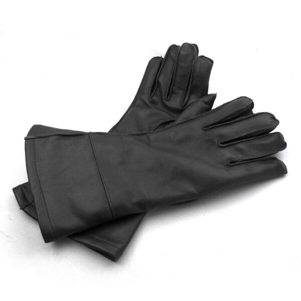 Vintage Driving Leather Gauntlets - Black