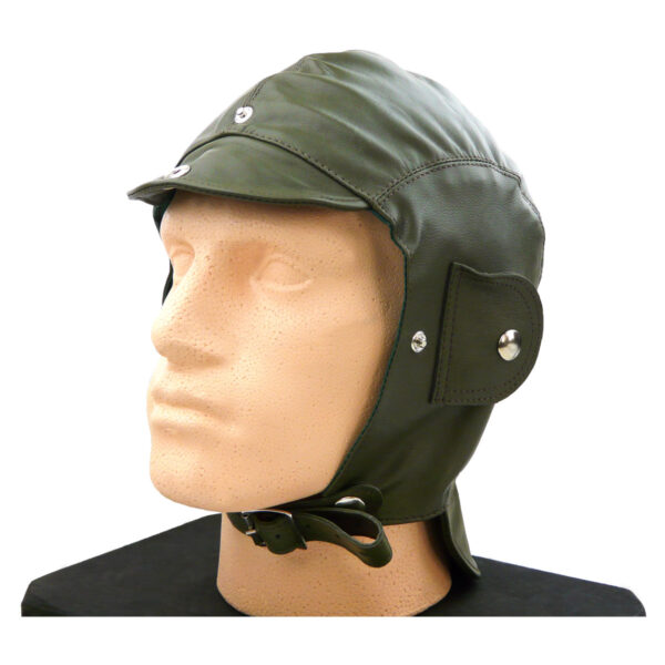 Vintage Driving Helmet - Green Leather