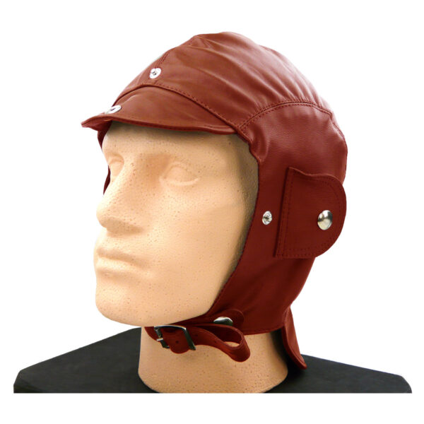 Vintage Driving Helmet - Red Leather