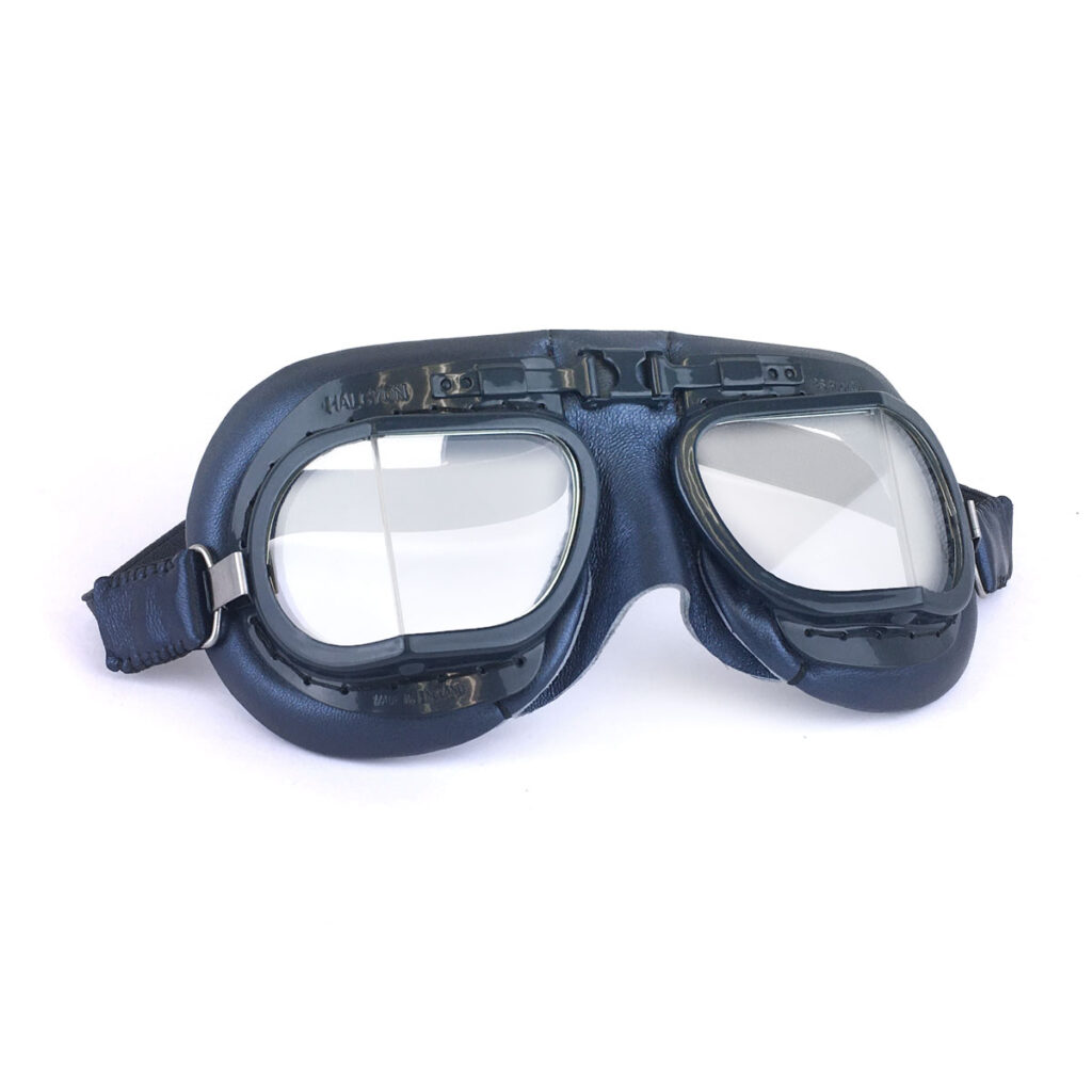 thumbnail image 2 of Halcyon Mark49 WW2 Classic Goggles – Aviation Eyewear For Motorcycles, ATVs, Racing (Clear Lenses, Chrome Frame) 2 of 5